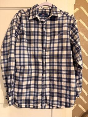 Vineyard Vines Navy and White Plaid Button-Down Shirt